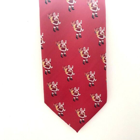 Hallmark Holiday Traditions Santa Claus Christmas Red  Polyester Neck Tie 58" - Picture 5 of 5
